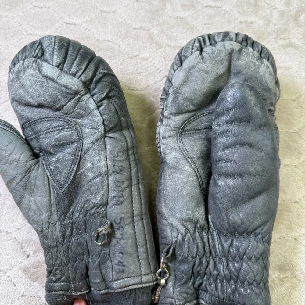 VTG Hot Fingers Mittens Gloves Womens Sz M Blue 80s Winter Ski WORN‎